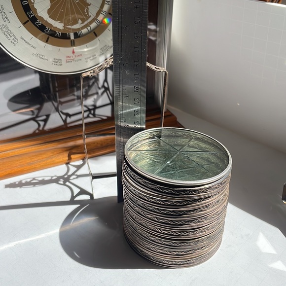 Antique Webster Sterling Silver Star ⭐️ Crystal  Coasters - Picture 7 of 7